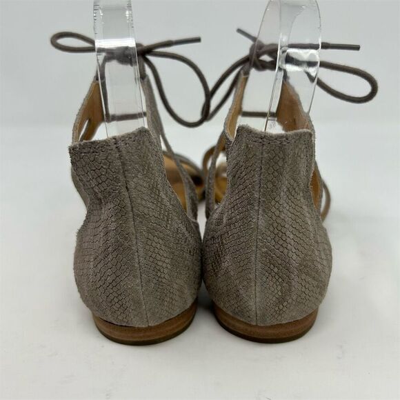 Born Women's Gray Leather Snake Print Lace Up Sandals Size 8M Casual Summer - Picture 11 of 14